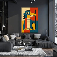 Playful Cartoon Animal Geometric Art Animal Poster PosterGoat