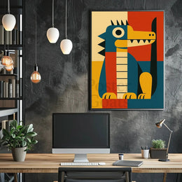 Playful Cartoon Animal Geometric Art Animal Poster PosterGoat