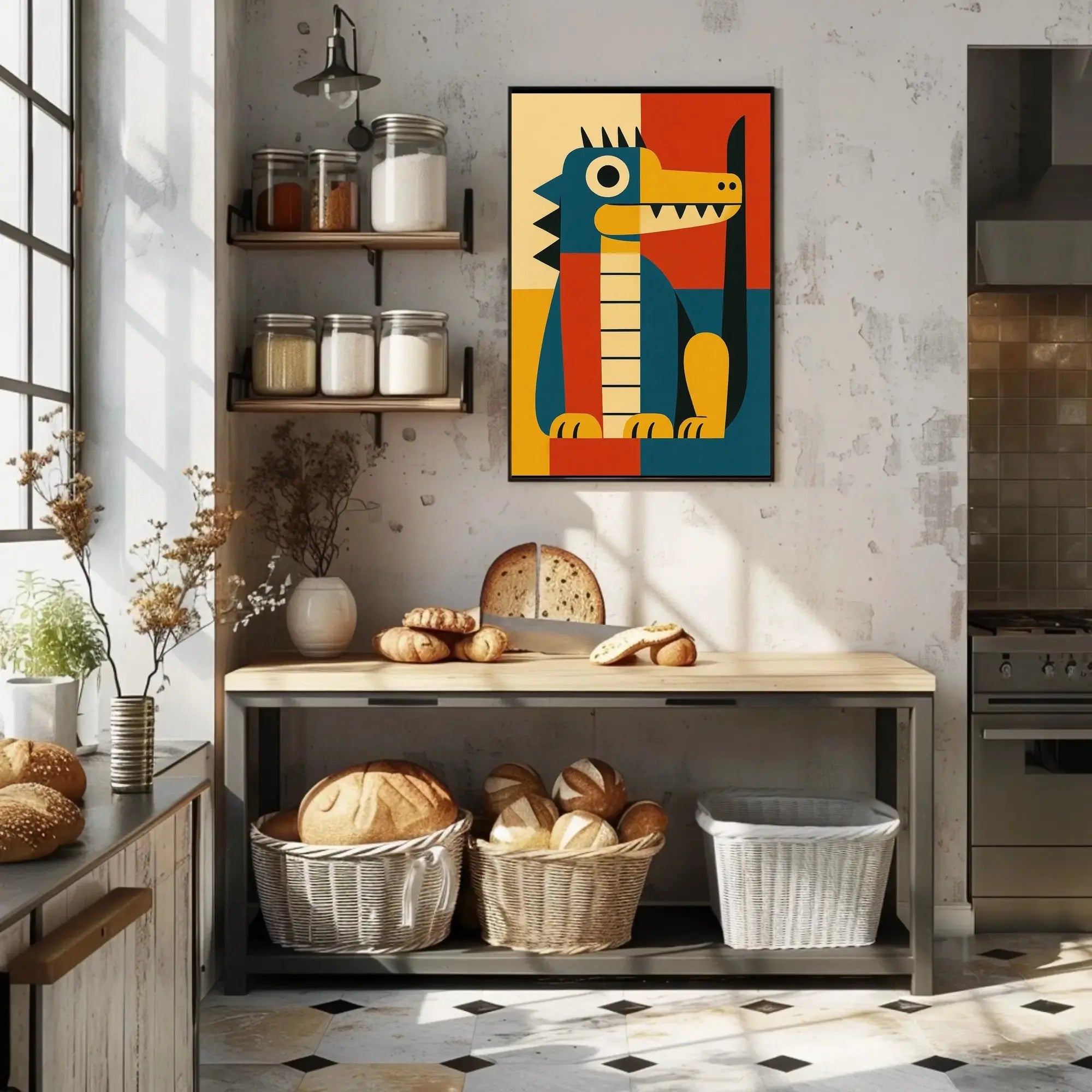 Playful Cartoon Animal Geometric Art Animal Poster PosterGoat