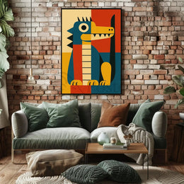 Playful Cartoon Animal Geometric Art Animal Poster PosterGoat