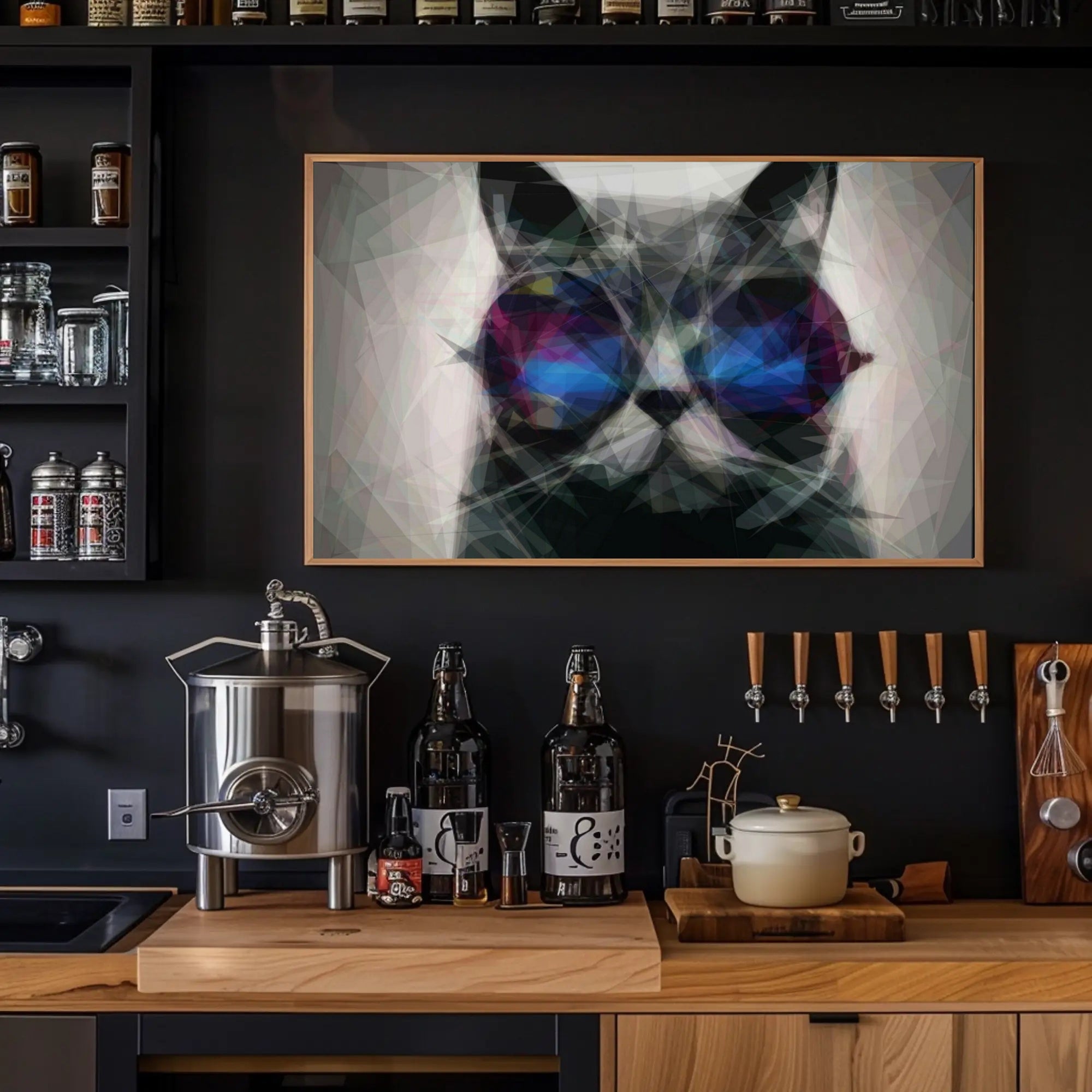 Playful Cat with Sunglasses Animal Poster PosterGoat