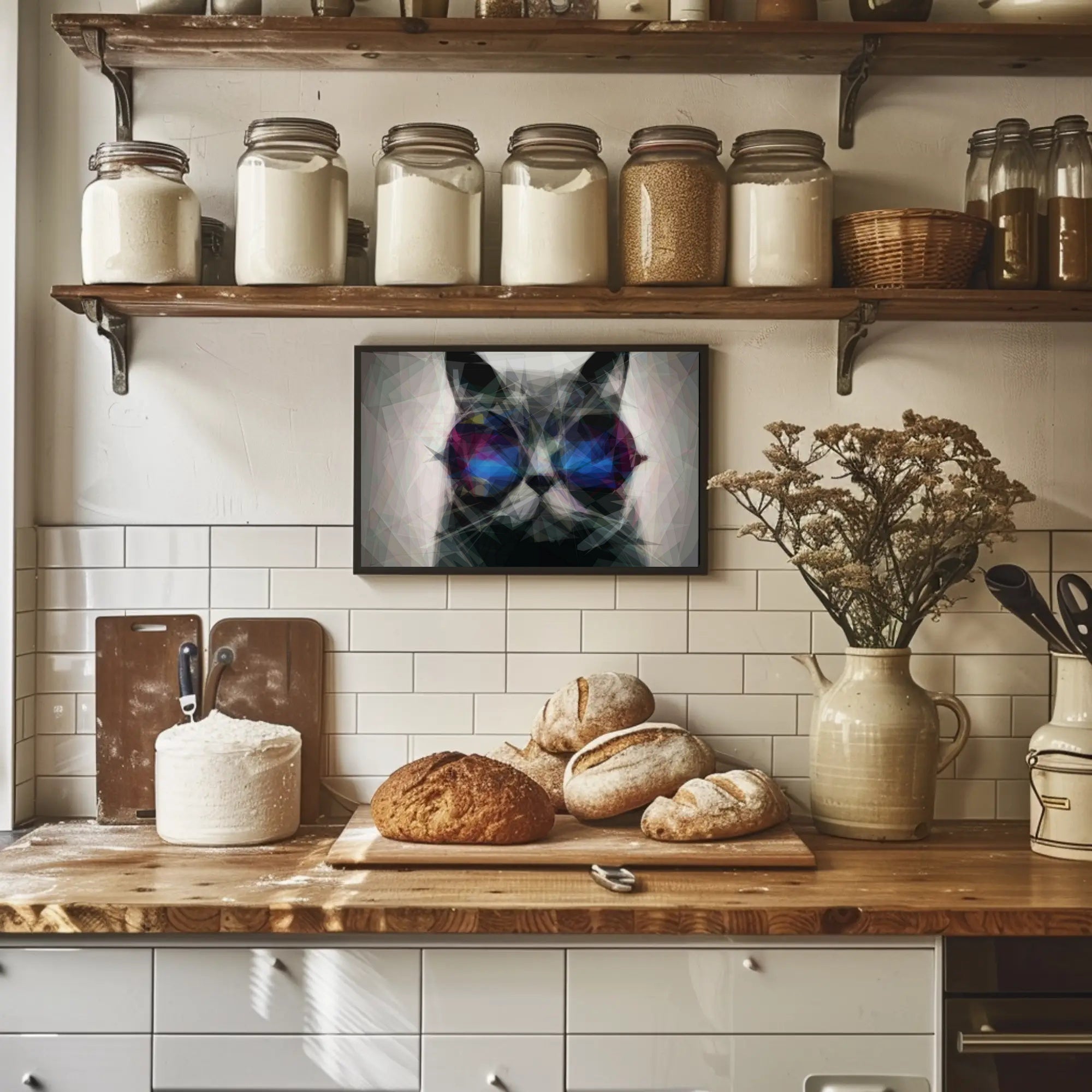 Playful Cat with Sunglasses Animal Poster PosterGoat