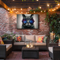 Playful Cat with Sunglasses Animal Poster PosterGoat