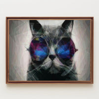 Playful Cat with Sunglasses Animal Poster PosterGoat