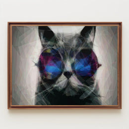 Playful Cat with Sunglasses Animal Poster PosterGoat