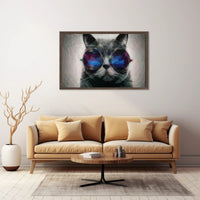 Playful Cat with Sunglasses Animal Poster PosterGoat