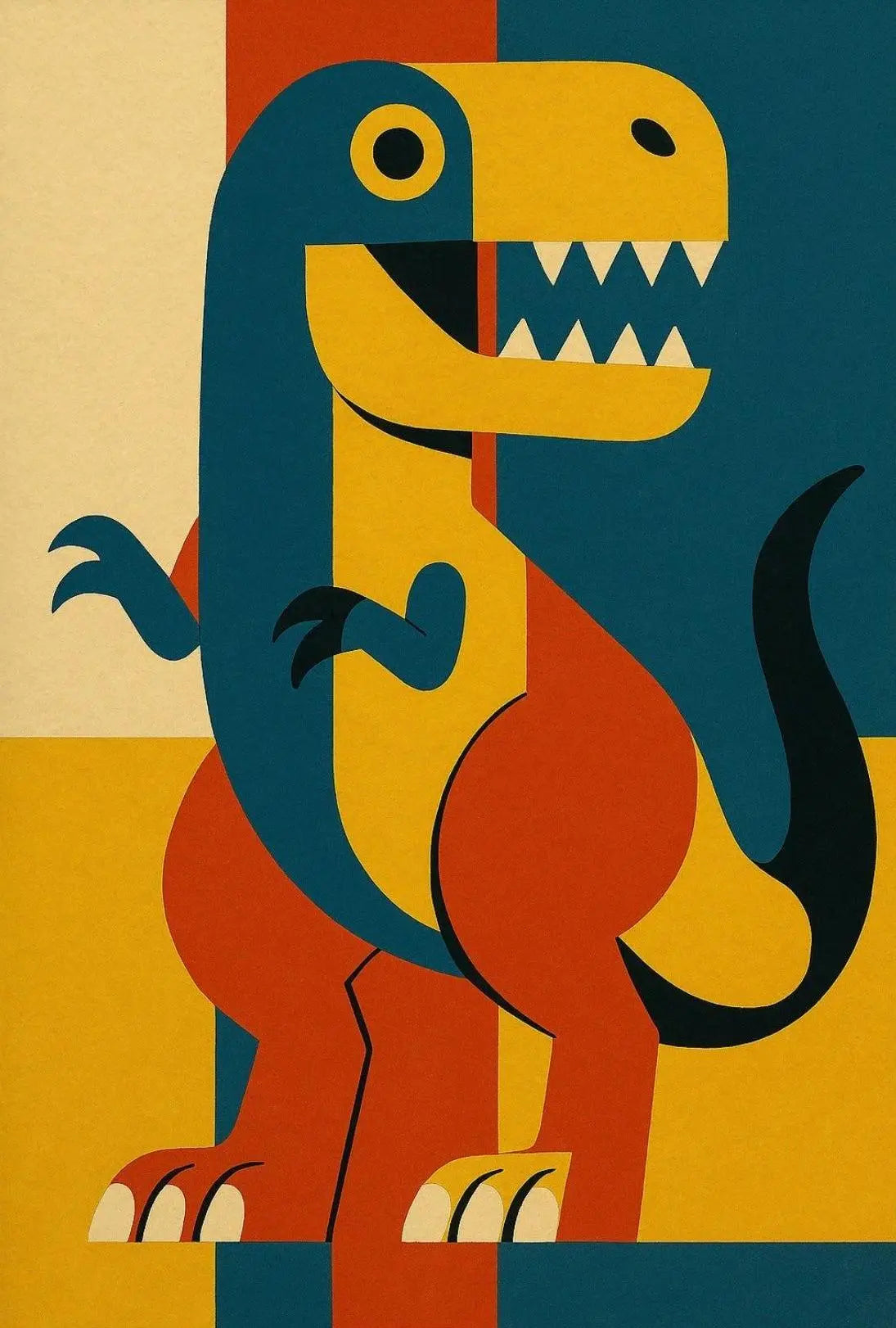 Playful Dinosaur Geometric Design Animal Poster PosterGoat