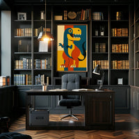 Playful Dinosaur Geometric Design Animal Poster PosterGoat