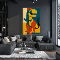 Playful Dinosaur Geometric Design Animal Poster PosterGoat