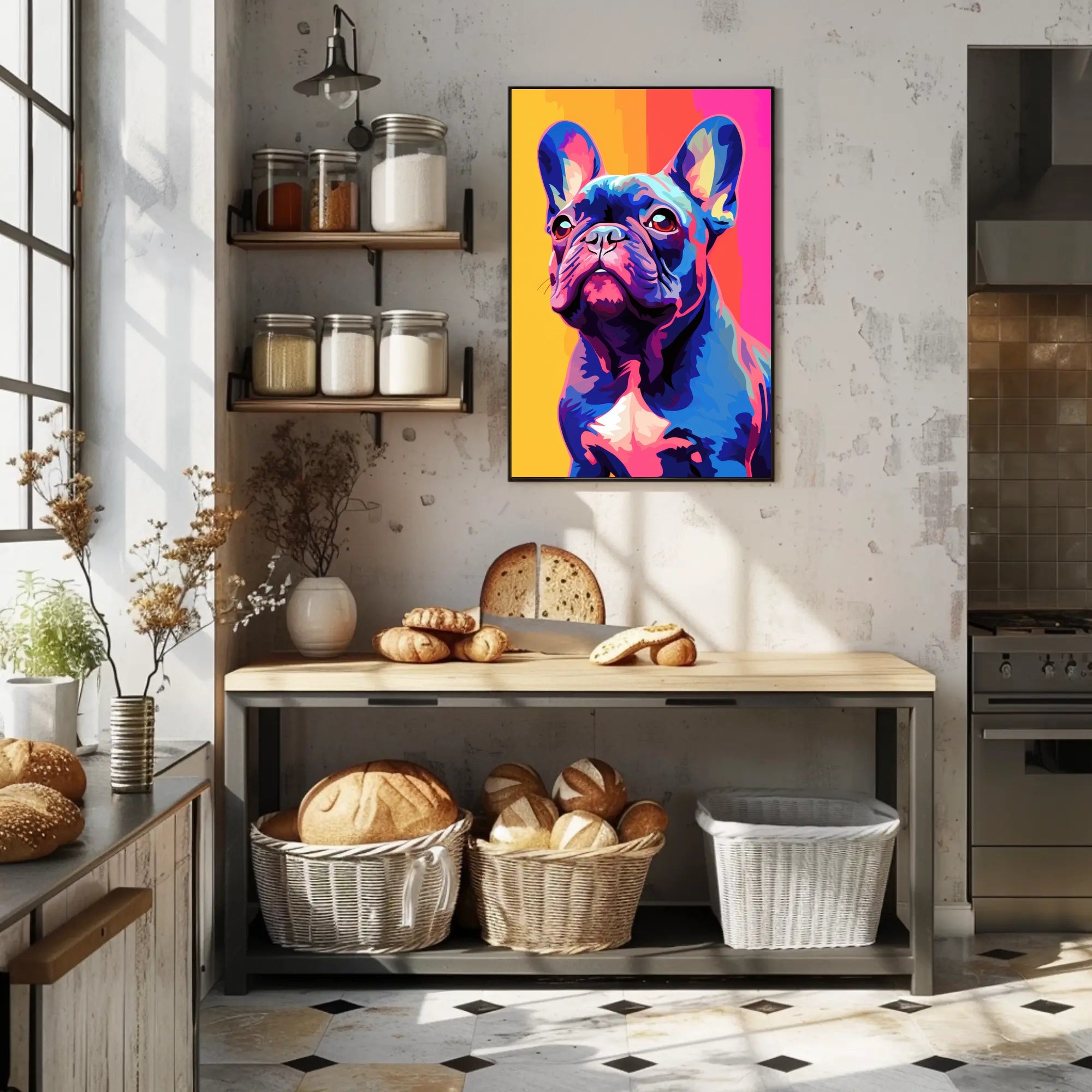 Playful French Bulldog Pop Art Poster - Dog Breed Poster PosterGoat