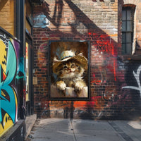 Playful Kitten in Straw Hat Animal Poster PosterGoat