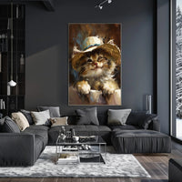Playful Kitten in Straw Hat Animal Poster PosterGoat