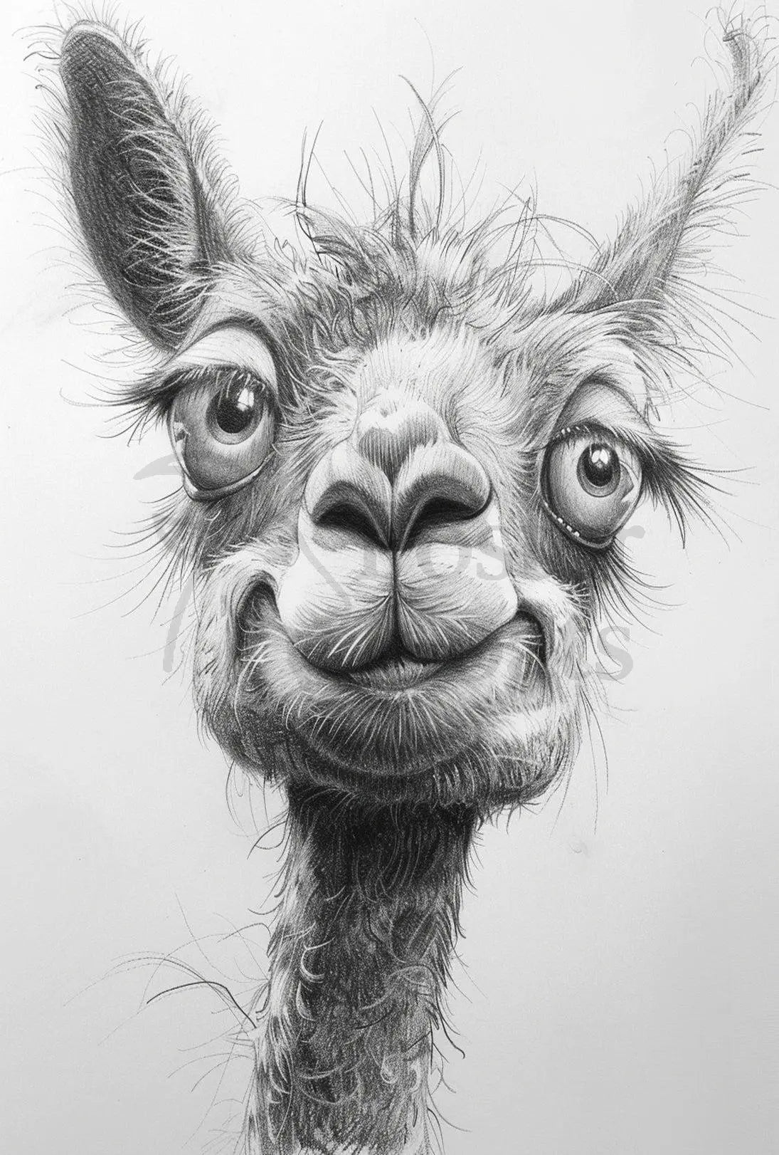 Playful Llama Pencil Drawing Artistic Animal Poster PosterGoat