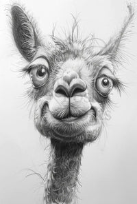 Playful Llama Pencil Drawing Artistic Animal Poster PosterGoat