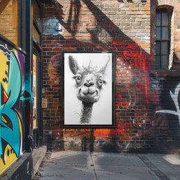 Playful Llama Pencil Drawing Artistic Animal Poster PosterGoat