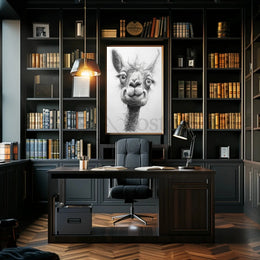 Playful Llama Pencil Drawing Artistic Animal Poster PosterGoat