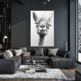 Playful Llama Pencil Drawing Artistic Animal Poster PosterGoat
