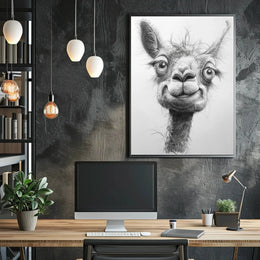 Playful Llama Pencil Drawing Artistic Animal Poster PosterGoat