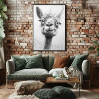 Playful Llama Pencil Drawing Artistic Animal Poster PosterGoat