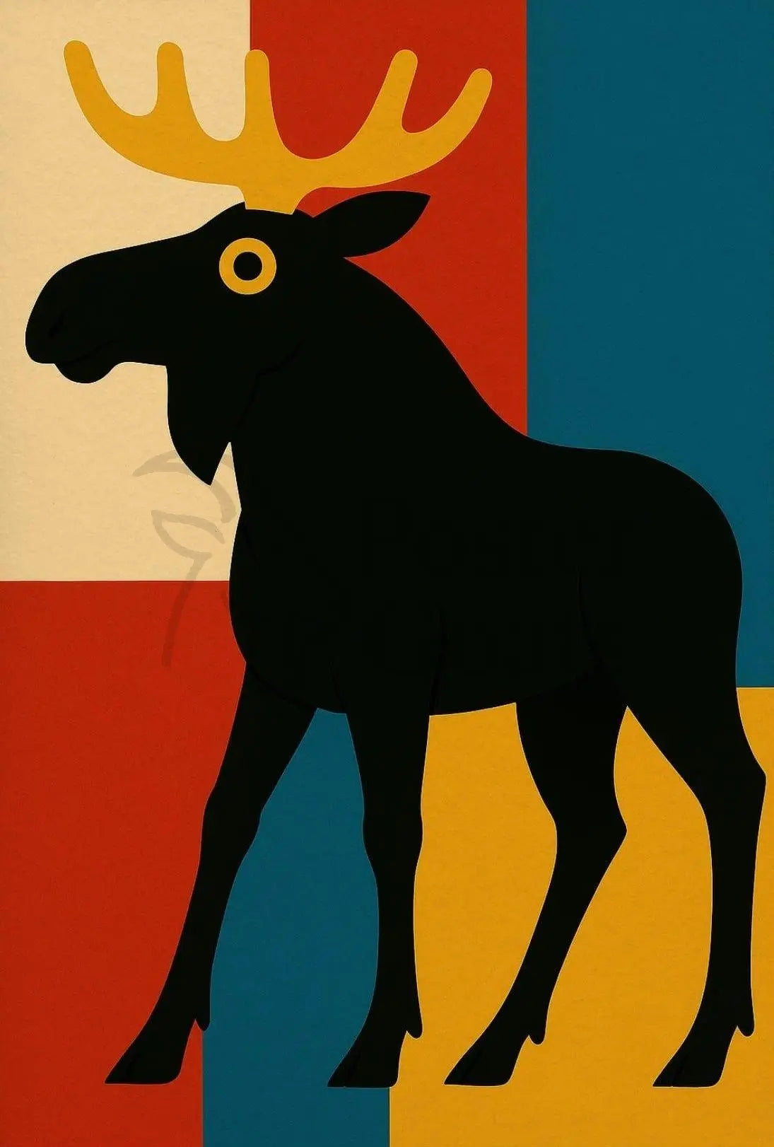 Playful Moose Art with Mid-Century Modern Vibes Poster PosterGoat
