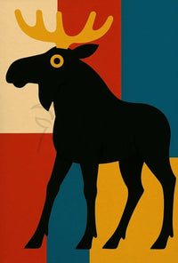 Playful Moose Art with Mid-Century Modern Vibes Poster PosterGoat