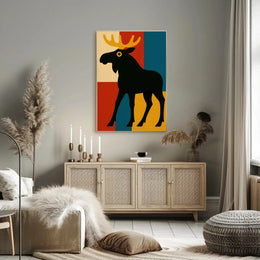Playful Moose Art with Mid-Century Modern Vibes Poster PosterGoat