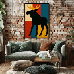Playful Moose Art with Mid-Century Modern Vibes Poster PosterGoat