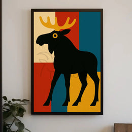 Playful Moose Art with Mid-Century Modern Vibes Poster PosterGoat