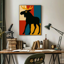 Playful Moose Art with Mid-Century Modern Vibes Poster PosterGoat