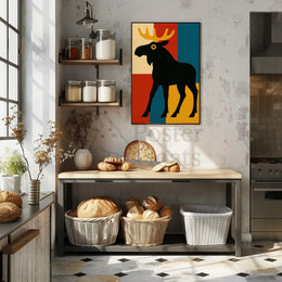Playful Moose Art with Mid-Century Modern Vibes Poster PosterGoat