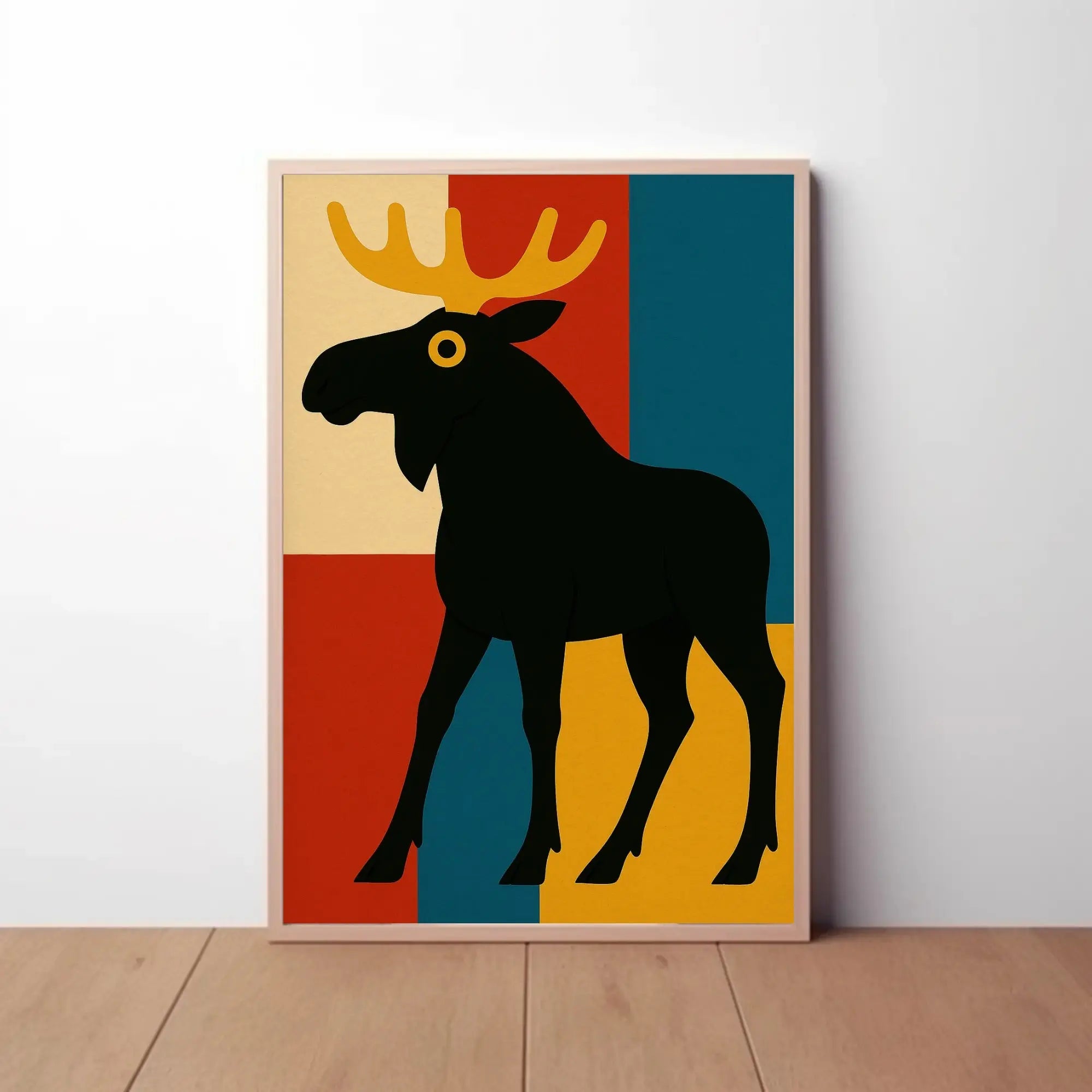 Playful Moose Art with Mid-Century Modern Vibes Poster PosterGoat