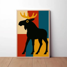Playful Moose Art with Mid-Century Modern Vibes Poster PosterGoat