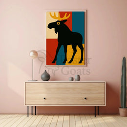 Playful Moose Art with Mid-Century Modern Vibes Poster PosterGoat
