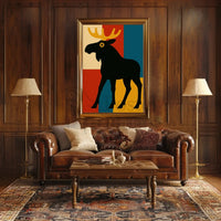 Playful Moose Art with Mid-Century Modern Vibes Poster PosterGoat