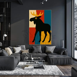 Playful Moose Art with Mid-Century Modern Vibes Poster PosterGoat