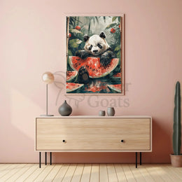 Playful Panda in Jungle Scene Animal Poster PosterGoat
