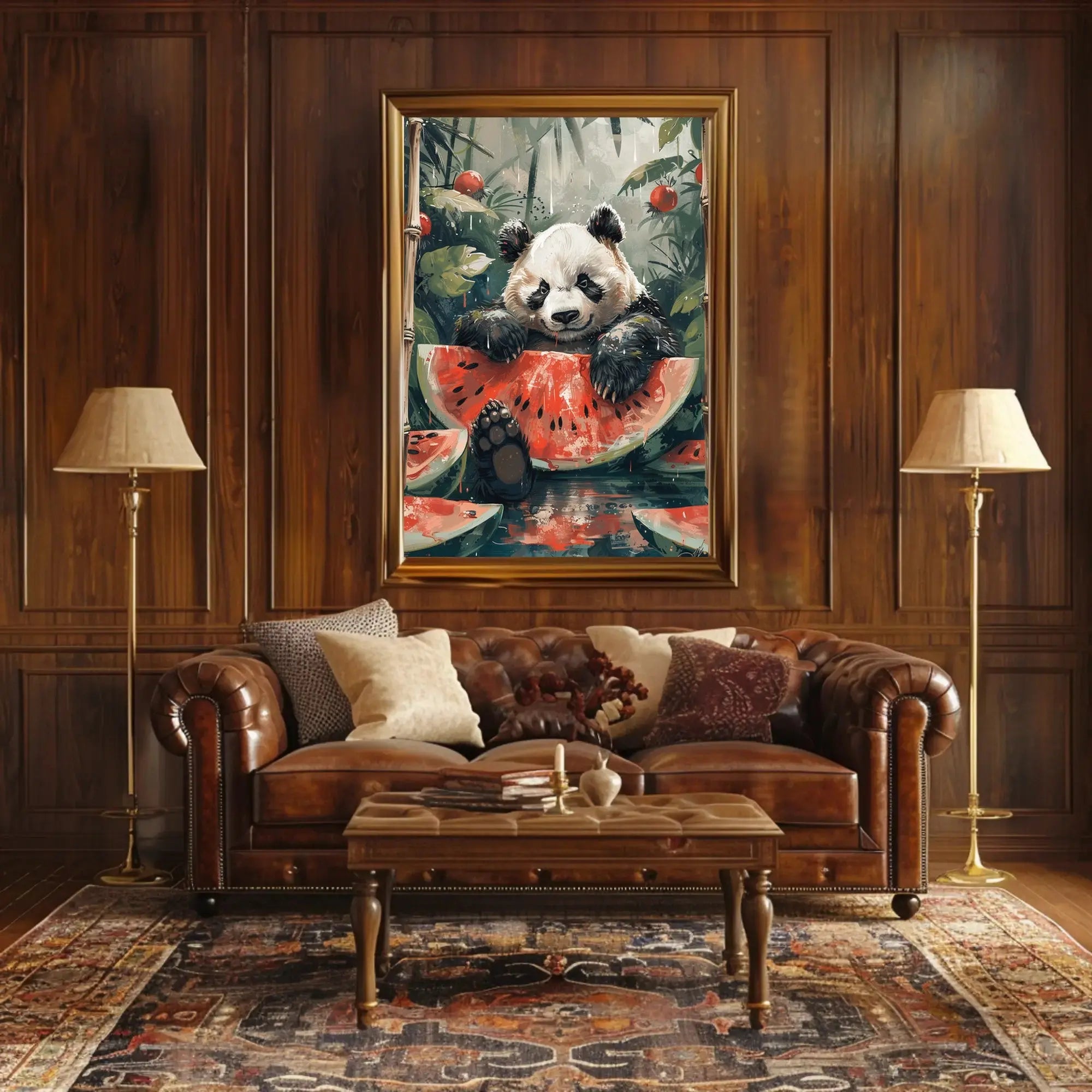 Playful Panda in Jungle Scene Animal Poster PosterGoat
