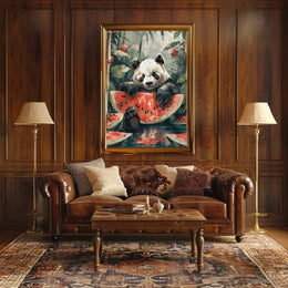 Playful Panda in Jungle Scene Animal Poster PosterGoat