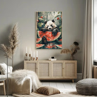 Playful Panda in Jungle Scene Animal Poster PosterGoat