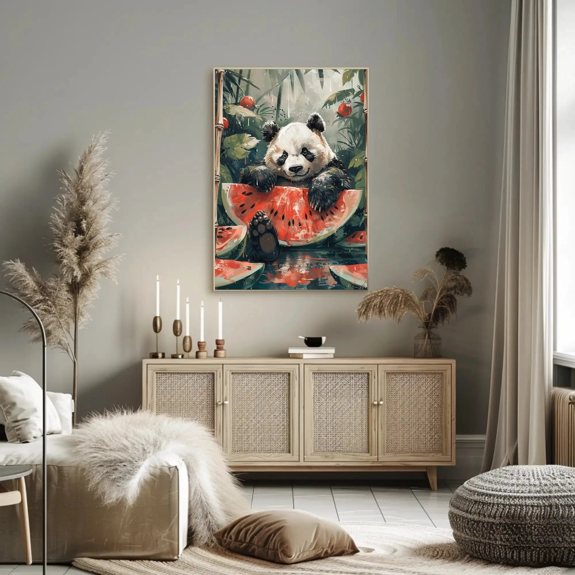 Playful Panda in Jungle Scene Animal Poster PosterGoat