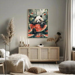 Playful Panda in Jungle Scene Animal Poster PosterGoat