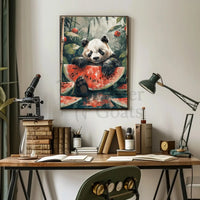 Playful Panda in Jungle Scene Animal Poster PosterGoat