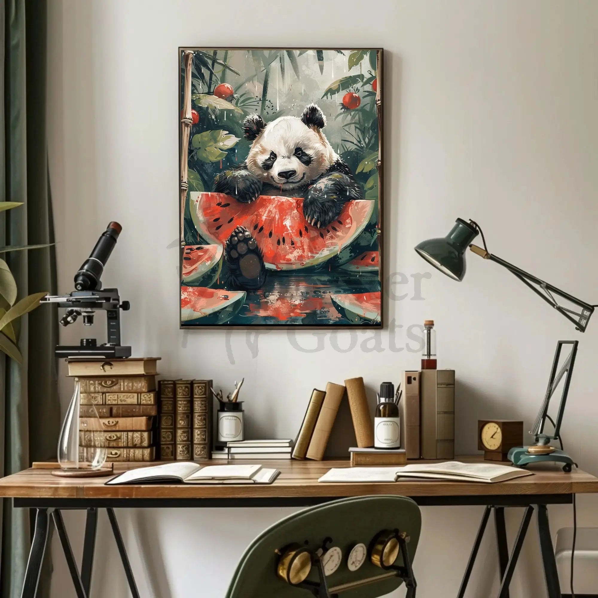 Playful Panda in Jungle Scene Animal Poster PosterGoat