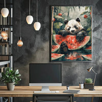 Playful Panda in Jungle Scene Animal Poster PosterGoat