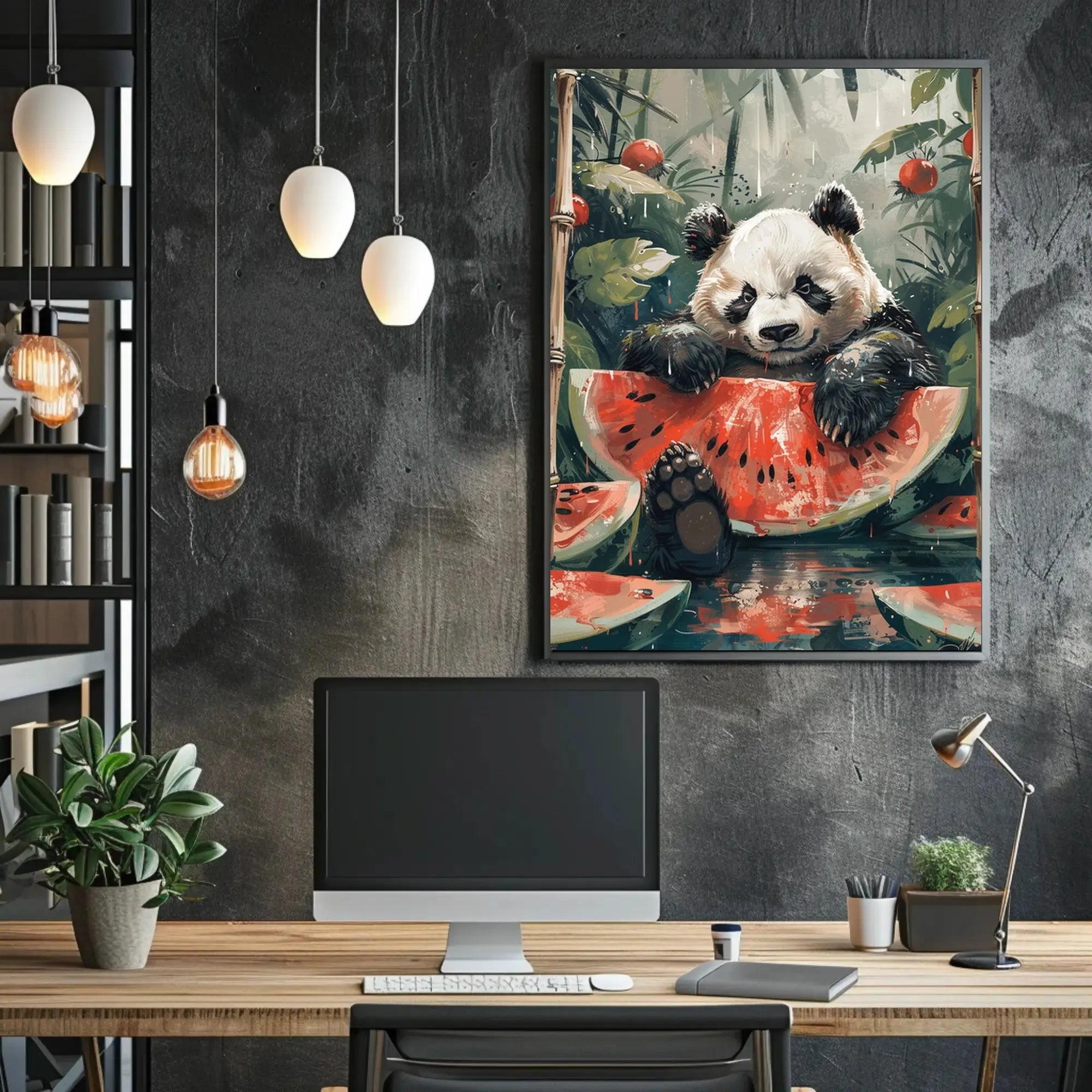 Playful Panda in Jungle Scene Animal Poster PosterGoat