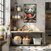 Playful Panda in Jungle Scene Animal Poster PosterGoat