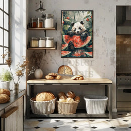 Playful Panda in Jungle Scene Animal Poster PosterGoat