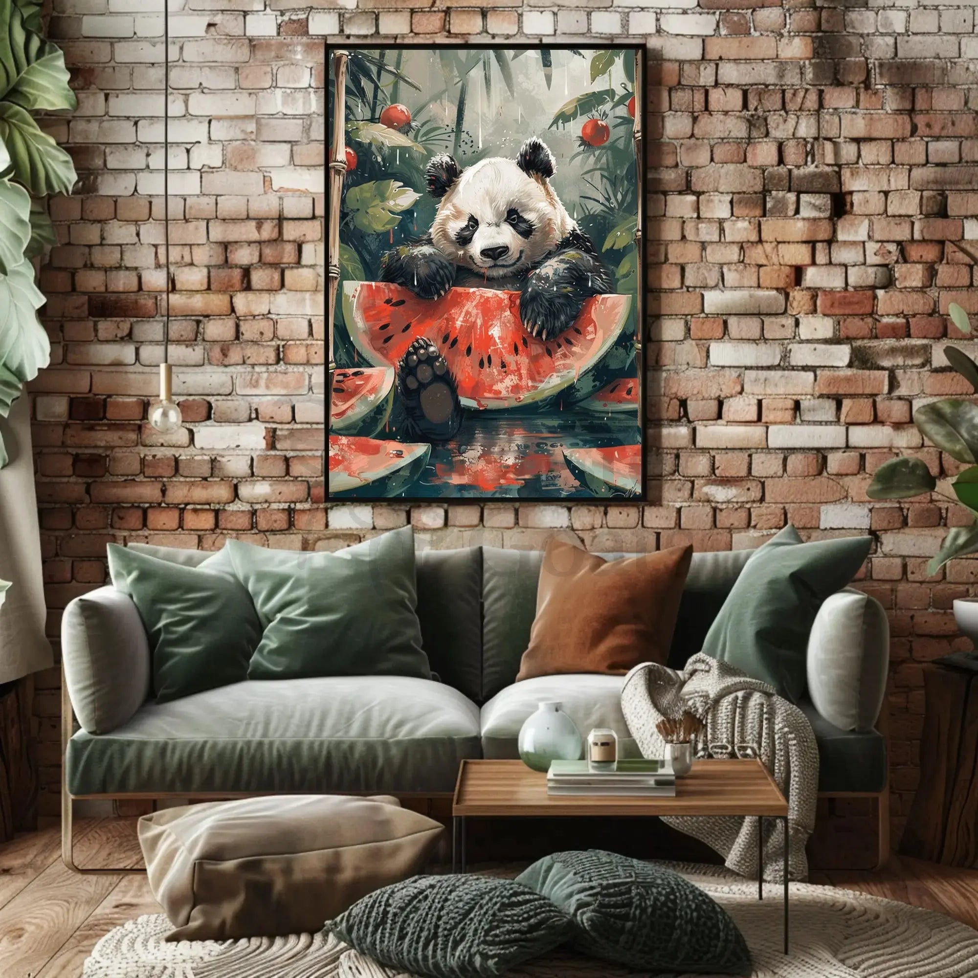 Playful Panda in Jungle Scene Animal Poster PosterGoat