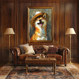 Playful Shiba Inu Cowboy Hat Dog Breed Poster PosterGoat