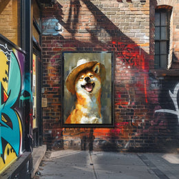 Playful Shiba Inu Cowboy Hat Dog Breed Poster PosterGoat